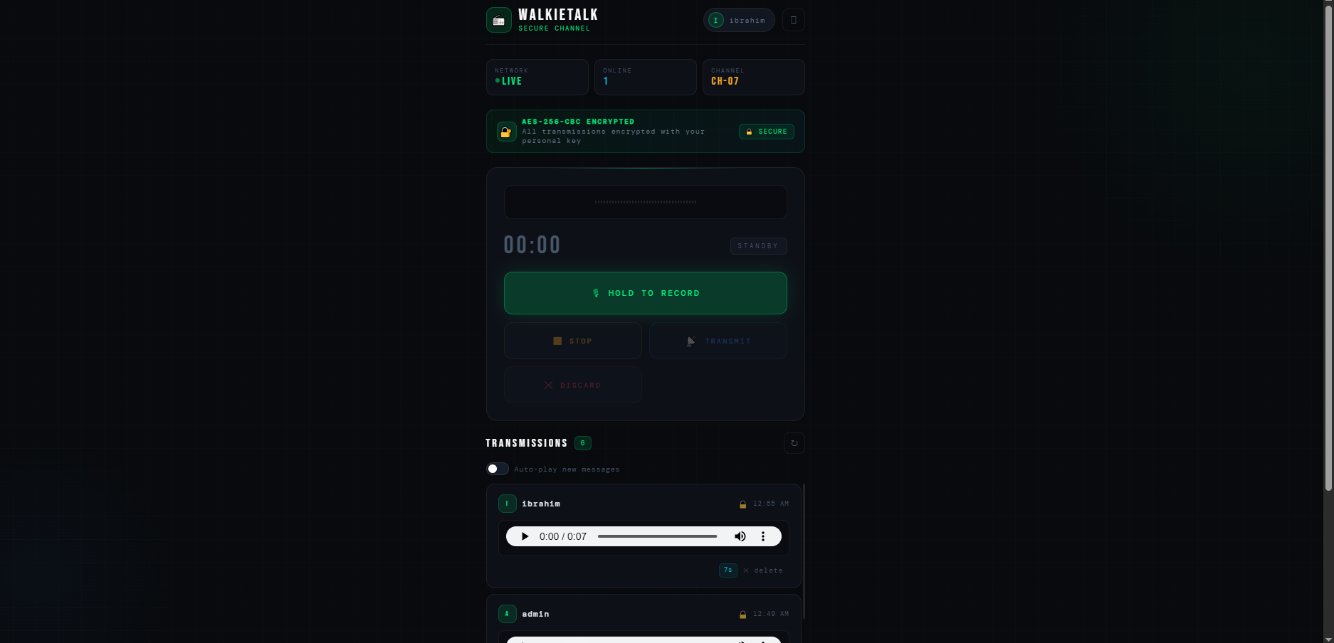 Walkie-Talkie Web App (Real-Time Voice Messaging)